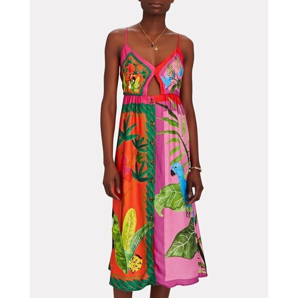 💕FARM RIO💕 Double Scarves Midi Dress ~ Bahia Girls Scarf + Tropical Scarf XS - Picture 6 of 16